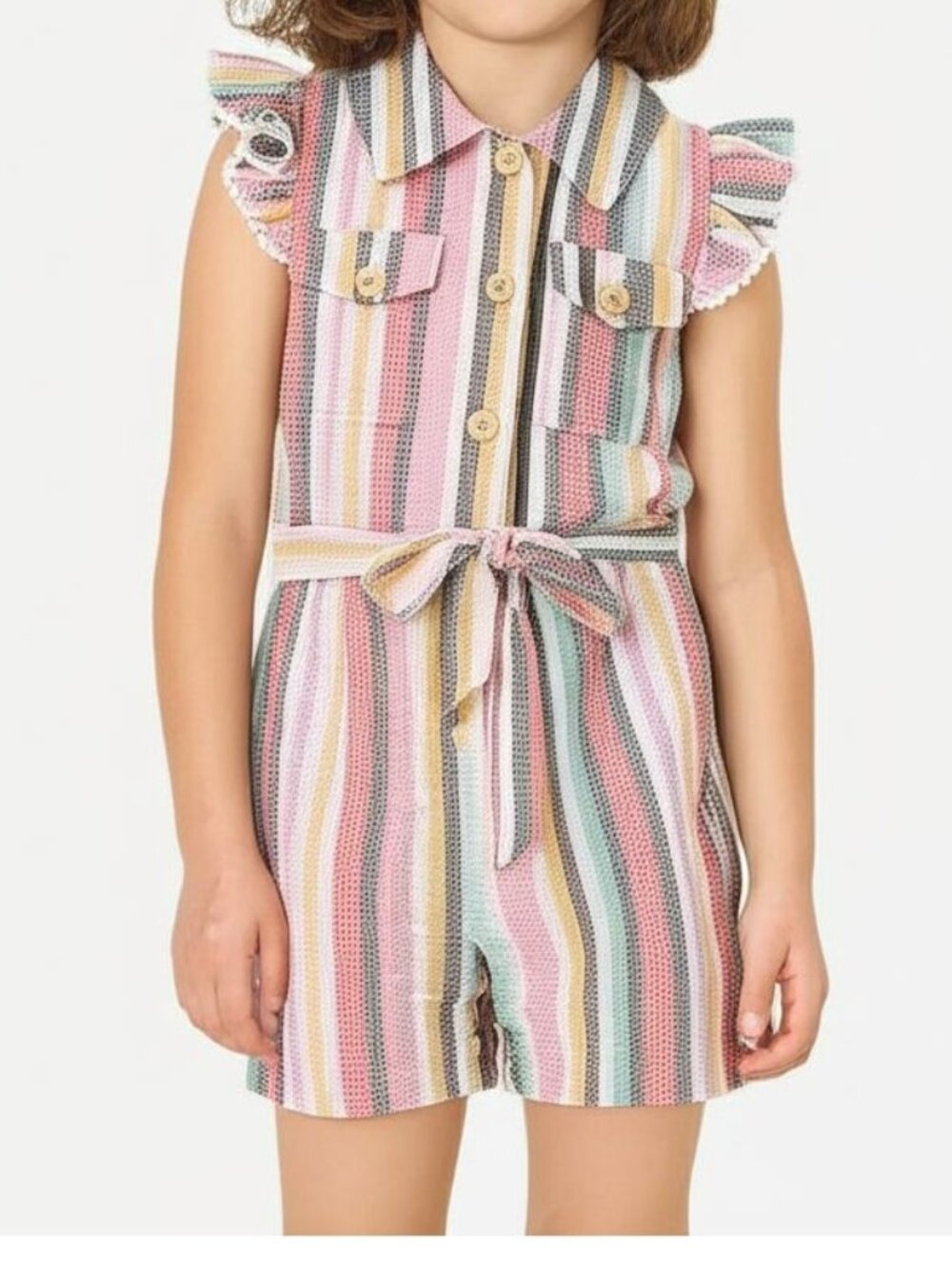 Rare Editions Big Girls Utility Romper Size 12 Short Sleeve